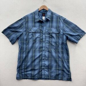 KILLIK Men’s XXL Blue Plaid Shirt Polyester Outdoorsman Short Sleeve